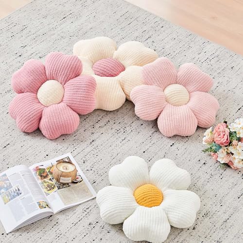 Kcvvcr Flower Throw Pillow, Cute Flower Shaped Pillow Decorative Throw Pillow for Bed Couch, Soft Daisy Pillows Floor Seating Cushion Cushions (14.9 Inch Light Pink) - color: Light Pink, size: 14.9 Inch