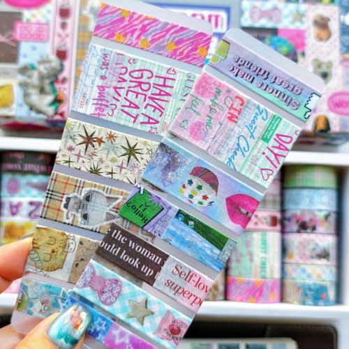 Washi Tape Set - 36 Rolls Retro-Futuristic Vaporwave Design Scrapbook Tape - color: Classic Y2K Vaporwave