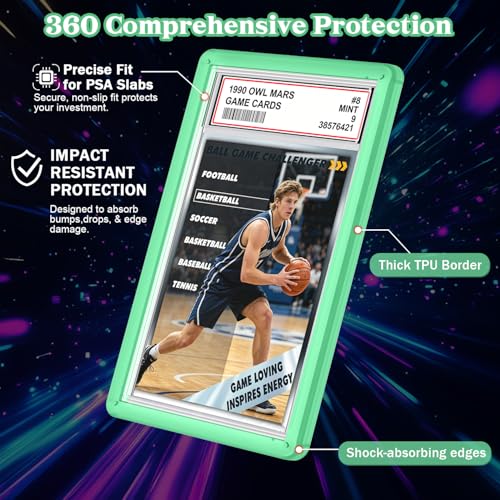 for 1 Pack PSA Slab Guard,Durable PSA Slab Protector Case,Hard TPU Stackable,Shock Absorbing Edge Protection,Soft Touch,Multiple Colors Guards with Precision Fit for Graded Cards Case,Green - color: Green, size: 1 Pack