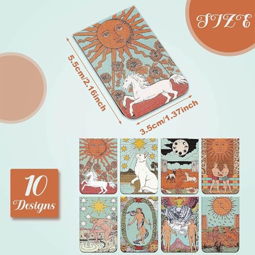 Chinco 10 Pcs Tarot Magnetic Bookmarks Christmas Magnet Page Marker Assorted Book Marker Set Journal Bookmark for Christmas Reading Gift