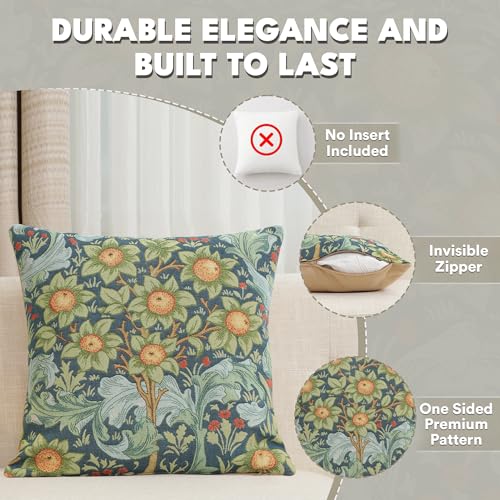 William Morris Orange Tree Arabesques Blue Tapestry Pillow Cover 19 x 19 in - color: Orange Tree W/Arabesques Blue, size: 19" x 19" (Pack of 1)