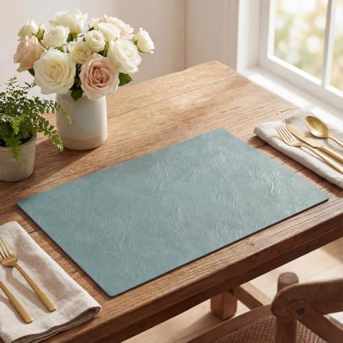 Artoid Mode Blue Faux Leather Placemats Set of 4 - color: Blue, size: 12" x 18", Rectangular Set of 4