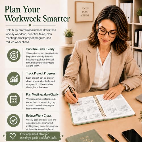 Undated Weekly Planner, Weekly To Do List Notebook with Habit Tracker, A5 - color: Green