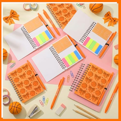 Resurhang 12 Set Basketball Notebook Pens Set Basketball Team Gifts - color: Orange, style: Basketball Bow