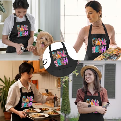 Nail Tech Aprons for Women with Pockets, Gifts for Nail Techs Technicians Artists Manicurists, Peace Love Nails - color: 5 Nail Tech Apron