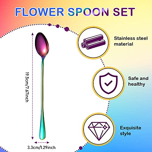 8 Pcs Long Handle Tea Spoon, Stainless Steel Mixing Spoon, Popular Style - style: Popular Style