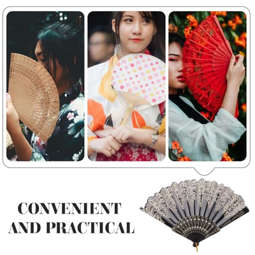 Chinese Style Folding Fan For Weddings And Festivals Foldable Fan Portable Decoration Festival Performance Stage Props Decoration(black) - color: Black