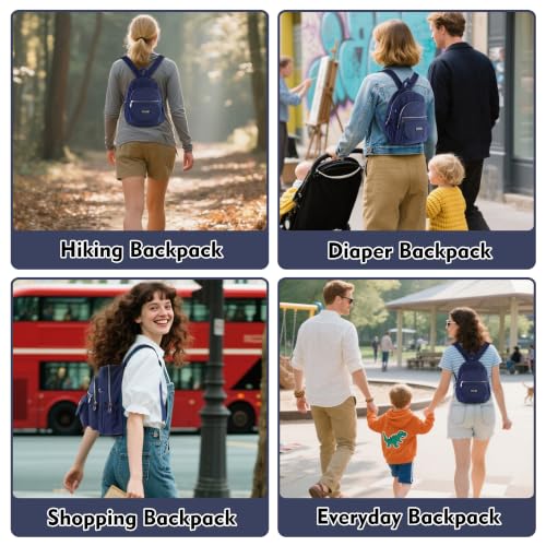 AOTIAN Mini Backpack for Women, Lightweight Sturdy Nylon Small Daypack - color: Mini Deep Blue