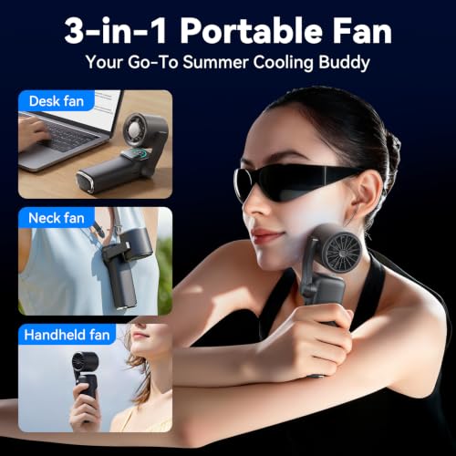 MUXNW Portable Handheld Cooling Fan, Travel Essentials, Gifts for Women - color: Matte Black