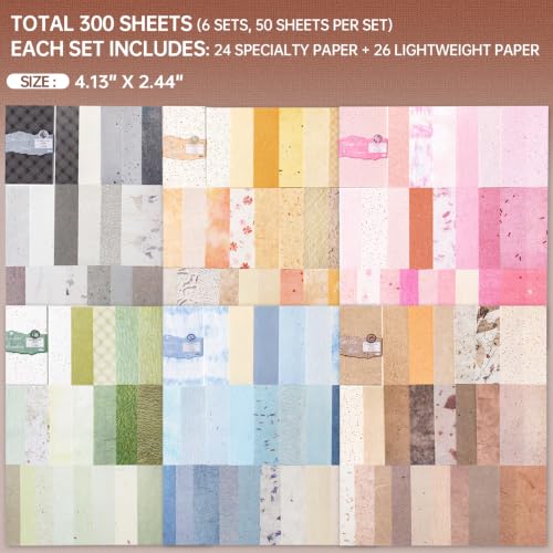 300 Sheet Retro Scrapbook Paper Set, 6 Packs Decorative Paper，for Letter Writing，Scrapbook paper，Junk Journal Supplies，DIY Collage，Card Making Supplies，Collage Background - color: M