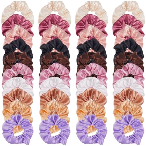 Hoteam 200 Pcs Satin Hair Scrunchies Bulk Ponytail Holders, Fresh Color - color: Fresh Color