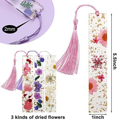 Bookmarks for Women, Kaluofan 2PCS Book Marks for Reading Women, Durable Handmade Dried Flower Resin Bookmarks with Tassels, Pretty and Increase Reading Interest - color: B, size: 2PCS
