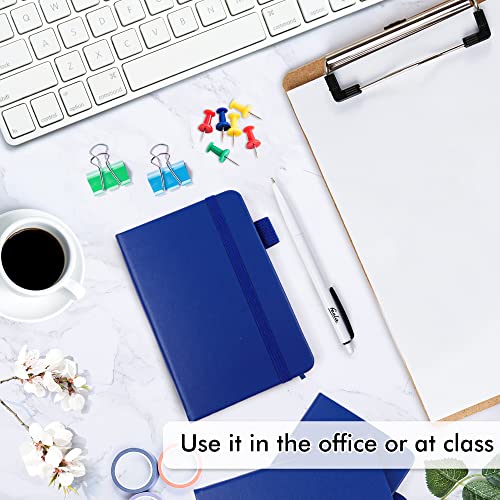 feela 3 Pack Pocket Notebook Journals with 3 Black Pens, A6 Mini Cute Small Journal Notebook Bulk Hardcover College Ruled Notepad with Pen Holder for Office School Supplies, 3.5”x 5.5”, Navy - color: A6 3 Navy