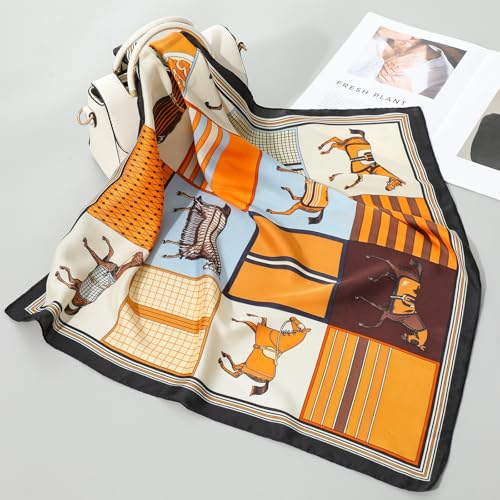 Ymapinc Colorful Western Horse Neck Scarf for Women, Square Silk Wrap, Horse Printed Bandanas Soft Head Scarf for Women - color: Colorful Western Horse