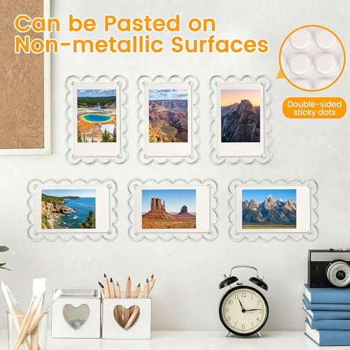 10 Pack Acrylic Fridge Magnetic Frame for Polaroid, 2.36x3.54 In Mini Picture Frames Clear for Fujifilm Instax Mini, 2 Sided Photo Refrigerator Magnet Picture Display Clear Frame Petal - color: Clear, size: 10 Pack