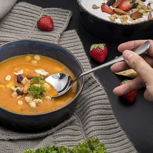 Soup Spoons, 8pcs Stainless Steel Spoons Heavy-Weight Round Spoon Flatware - size: 8 pcs
