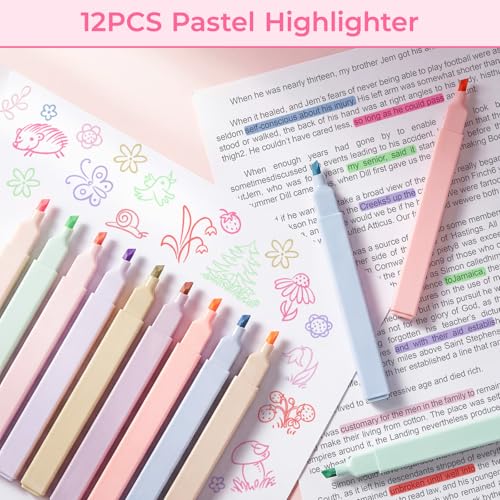 WOBAGMEN 62PCS Aesthetic Stationery Set with Corduroy Pencil Case, Pastel Highlighters Gel Pens Mechanical Pencils, Cute College Daily Essentials Set（Green Gingham） - color: Green Gingham