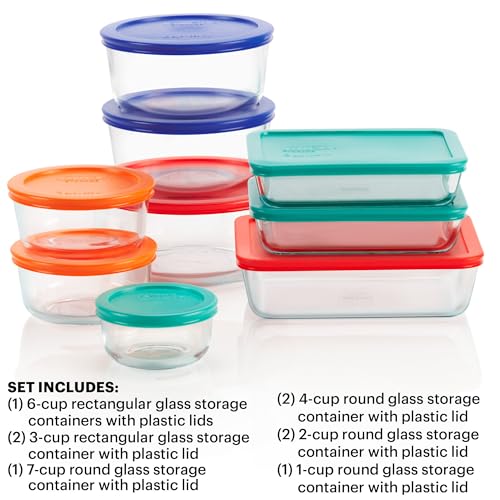 Pyrex Simply Store (9-Pack) Mixed Sized Glass Food Storage Set - size: 9 Pack (Mixed)