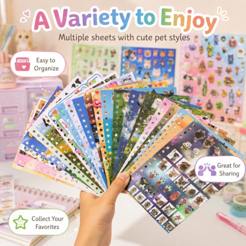 1000+Cat Sticker Book Kawaii Heisei Retro Stickers for Journaling Y2k Cute Scrapbook Stickers - color: Star Cat