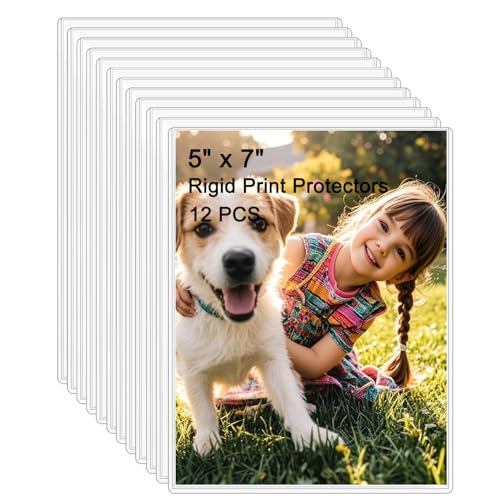 12PCS 5" x 7" Clear Rigid Card Sleeves – Waterproof Hard Plastic Protectors for Postcards, Prints, Photos, Trading & Sports Cards – Top Load Jumbo Sheet Holders - size: 5" x 7"