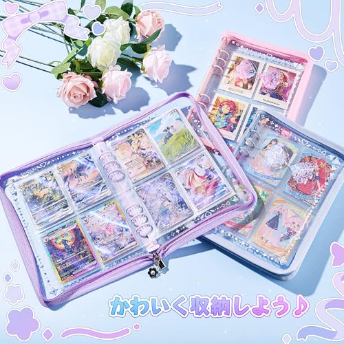 Card Binder for Girls with 4 Pocket Sleeves for 160 Cards (Blue)
