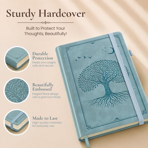 Lined Journal Notebook Hardcover Leather Bound 200 Pages A4 Blue Diary - color: Light Blue, size: A4 200 Pages
