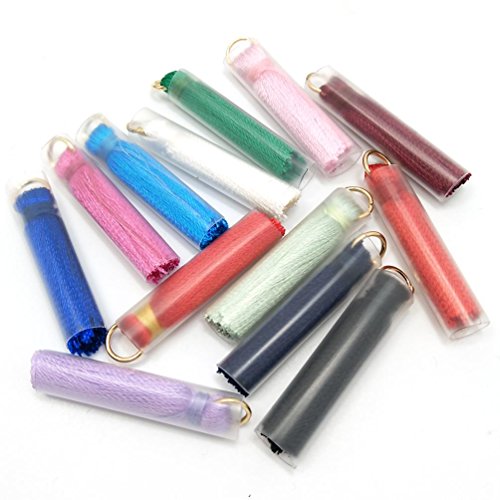 100Pcs 3cm Silk Handmade Mini Tassels, Colorful Earring Tassels Assorted Colors Randomly (10) - color: 10