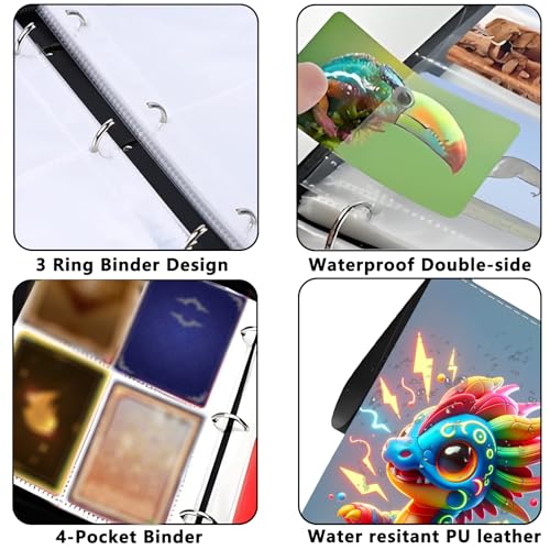 4 Pocket Trading Card Binder, Holds 400 Cards, Zipper Binder - color: Little Flying Dragon