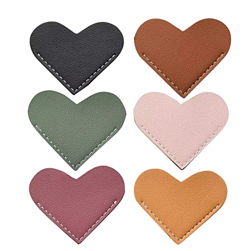 6Pcs Leather Heart Bookmarks, Wayzton Cute Book Marks Gifts for Book Lovers - color: Love
