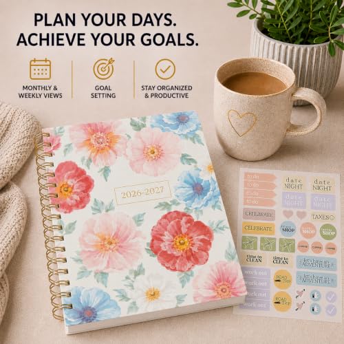 WORLD TRAVELER Academic Planner School Organizer Jul 2026-Dec 2027, 7"x9" - color: Multi Blooms