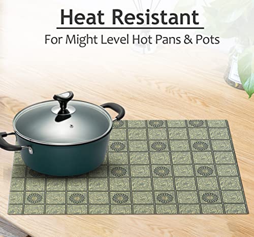 Ruvanti Placemats Set of 6, 100% Cotton Place Mats of 13"x19", Floral Tiles - color: Floral Tiles