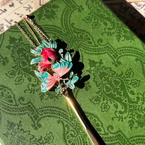 Peony with Pearl Tassels Hairpin Chinese Hanfu and Han Style Hair Retro Flower with Metal Handmade Hair Clip Hair Accessories for Women Girls Long Hair (Peony Flower) - color: Peony Flower