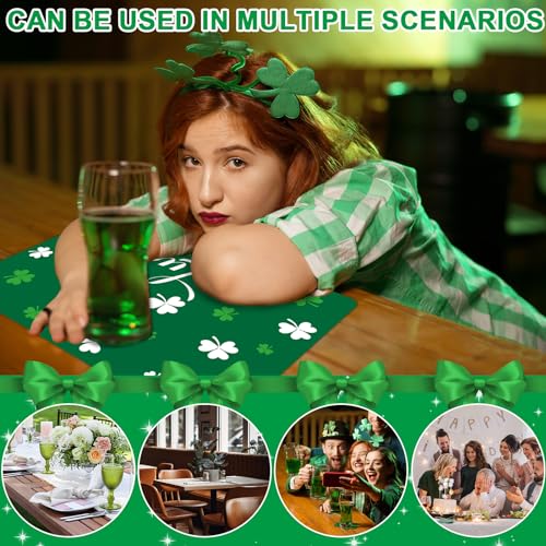 St. Patrick's DayPlacemats Set of 6 Shamrock Plastic Table Mat 17×13×0.04in - style: Green Shamrock