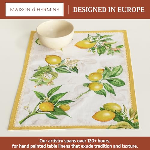 Maison d' Hermine Placemats Set of 4 Reusable 100% Cotton (13"x19") - color: 002 - Limoncello, size: 13" X 19" (Pack of 4)