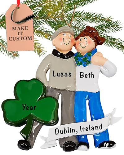 Personalized Ireland Ornament 2026 for Honeymooners, Vacation Souvenir - color: Green Ireland