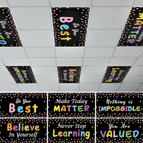 6 Pcs Fluorescent Light Covers with 60 Magnets Decorative for Classroom Ceiling Light 4 x 2 Ft Magnetic Light Cover Filter Easy Install for Office Hospitals Home Drop Ceiling Supplies (Black Confetti) - color: Black Confetti