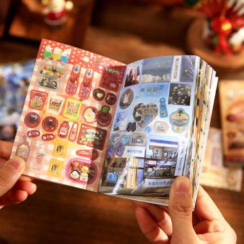 Japanese Kawaii Sticker Book 2 Pack, Die-Cut Cute Food & Manga Style Aesthetic Stickers for Journaling, Scrapbooking, Planners, Junk Journal Supplies (A+B) - color: A+b