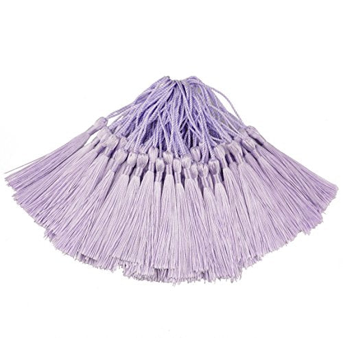 100Pcs 5 Inch Silky Bookmark Tassels for Jewelry, Souvenir(Light Violet) - color: Light Violet
