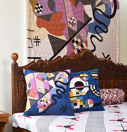 Wool Cotton Blend Abstract Flow Plush Pillow Cover - 18x18, Indoor and Outdoor - color: Blue