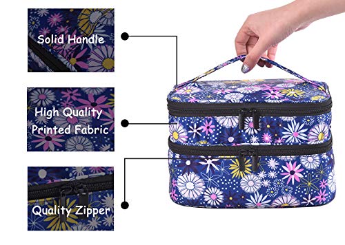 Nail Polish Organizer- Holds 30 Bottles Nail Supply Organizers and Storage Double-layer Nail Bag Organizer Case Nail varnish Organizer Nail Polish Storage Bag with Handle (Flower) - color: Flower
