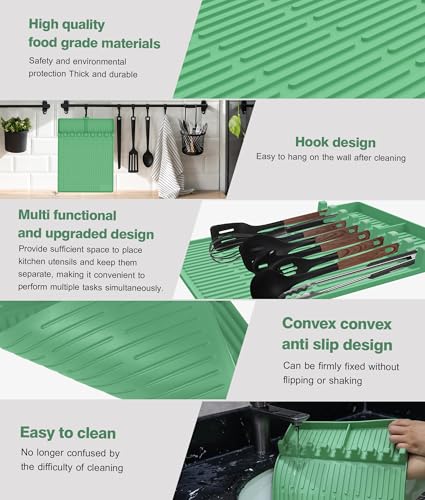 Silicone Grill Mat for Blackstone Griddle Accessories, 8-Slot Tool Mat - color: Light green