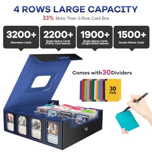 Gomyrod 4 Row 3200+ Trading Card Storage with Commander Display [US Patent] - color: Black/Blue, size: 3200+