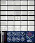 FIVEIZERO 30PCS Sashiko Stencils Kit,Sashiko Templates&4 Heat Erasable Pens - color: new style-big