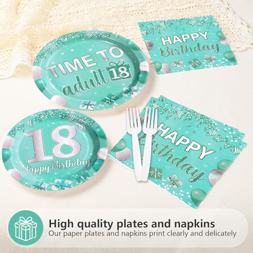 96Pcs Teal and Silver 18th Birthday Party Supplies, Serves 24 - style: Peacock Blue 18th Birthday