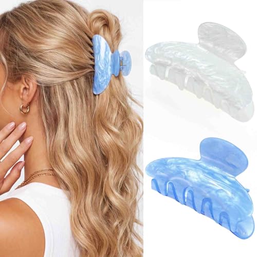 BARTOSI Acrylic Claw Clips White Hair Clips Medium Hair Claw Clip Hair Accessories for Women and Girls (Pack of 2) - color: Set 4