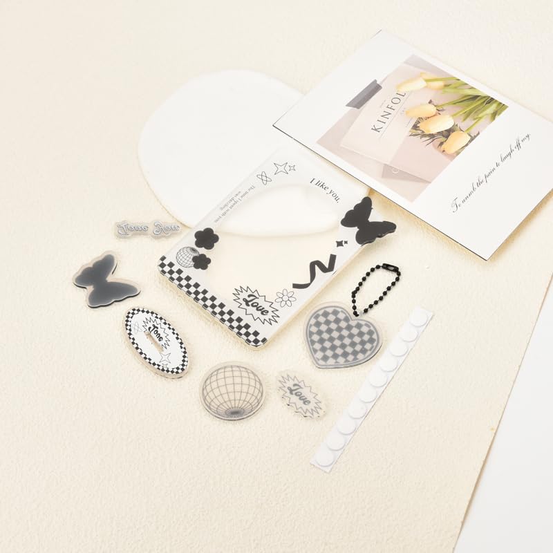 Kpop Photocard Holder Stand 3 Inch Acrylic Butterfly Picture Frame Kpop Card Display Stand Photo Card Decor Y2K Keychain Set K-Pop Gifts Teen Girl K-Pop Stuff Desk Accessories