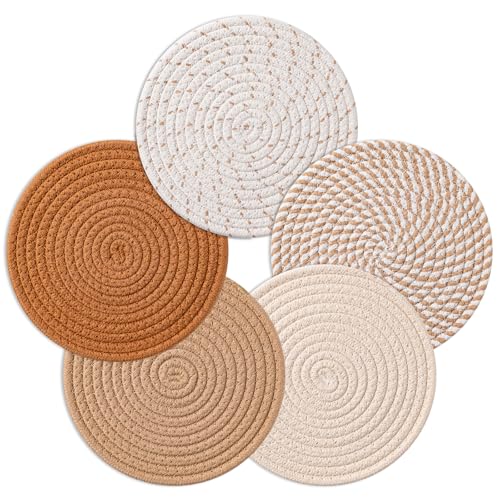 7 Inch Trivets for Hot Dishes, Pot Holders for Kitchen, Hot Pads, Coasters - color: Brown