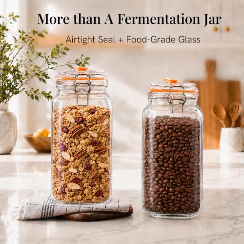 Fermentation Jars, 2L Fermenting Kit With Glass Weights, 2-Pack