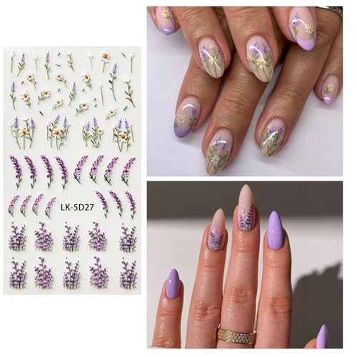 Flower Nail Stickers for Nail Art Pink Nail Decals for Women - color: Colorful-20