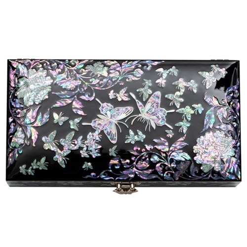 February Mountain Butterfly Pearl Jewelry Box with Removable ring tray - Ideal Gift for Her on Any Occasion - style: Butterfly